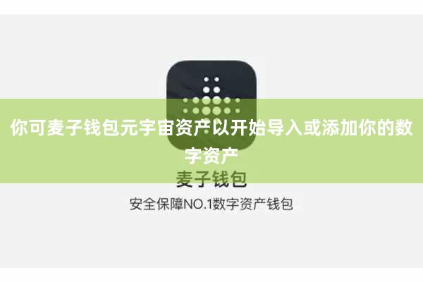 你可麦子钱包元宇宙资产以开始导入或添加你的数字资产