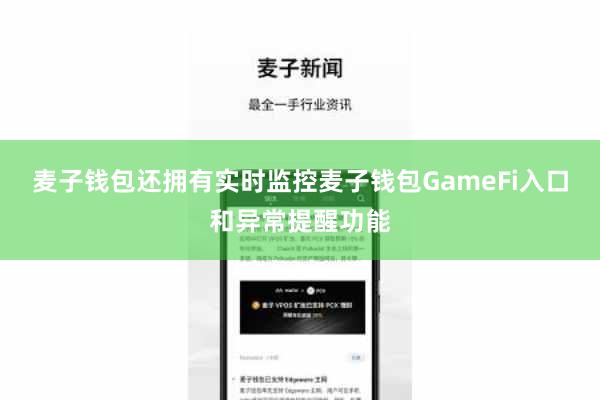 麦子钱包还拥有实时监控麦子钱包GameFi入口和异常提醒功能